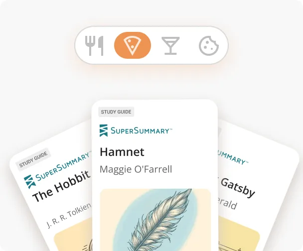 Study Guide covers with a menu of food and drink categories drawn from each book