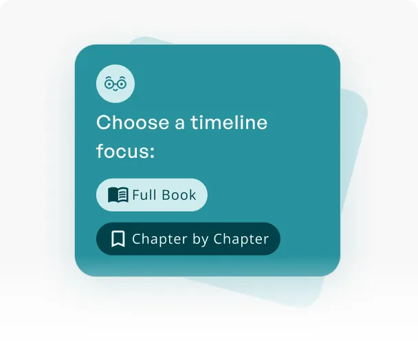 A chat choosing a timeline focus between the full book and chapter by chapter